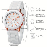 Trendy Geneva Wrist Watch Dial Round Gold Tone Case Silicone Band Kids Adults